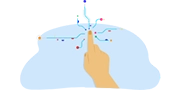 Finger pointing at a digital network